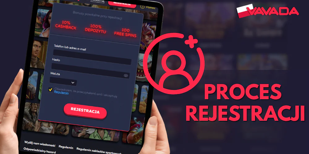 Aby otrzymać bonus powitalny, należy zarejestrować się w serwisie Vavada